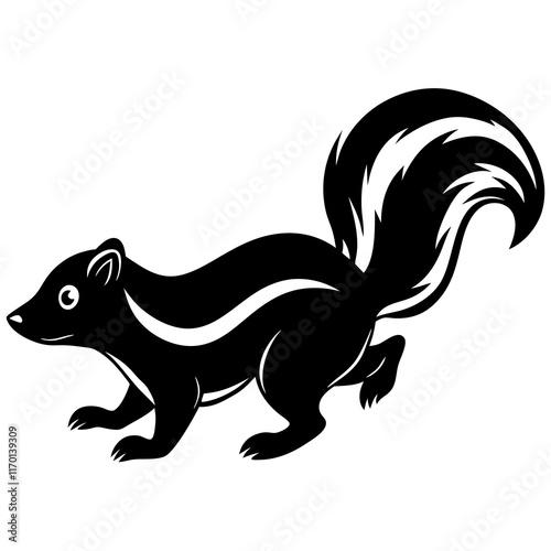 Cute Silhouette of a Skunk line art vector cartoon illustration