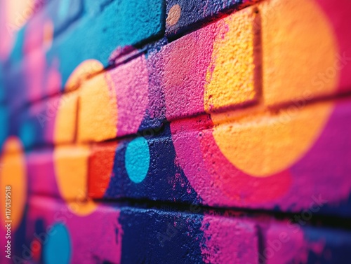 Vibrant Abstract Graffiti on Urban Wall with Soft Lighting photo