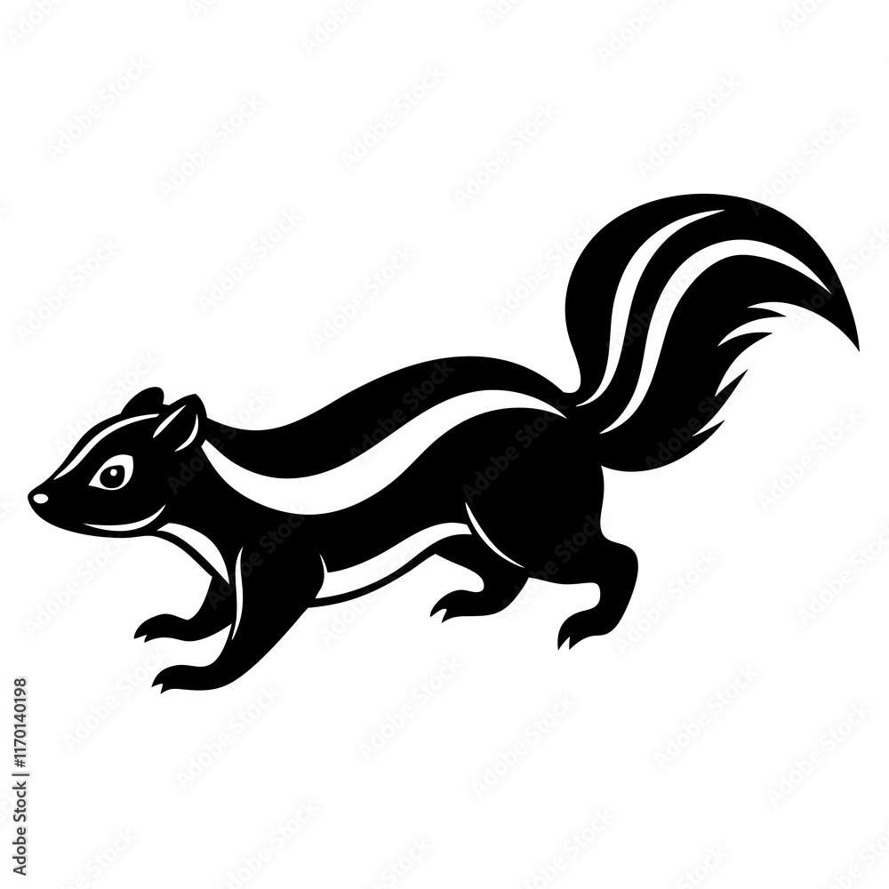 Cute Silhouette of a Skunk line art vector cartoon illustration Cute Silhouette of a Skunk line art vector cartoon illustration