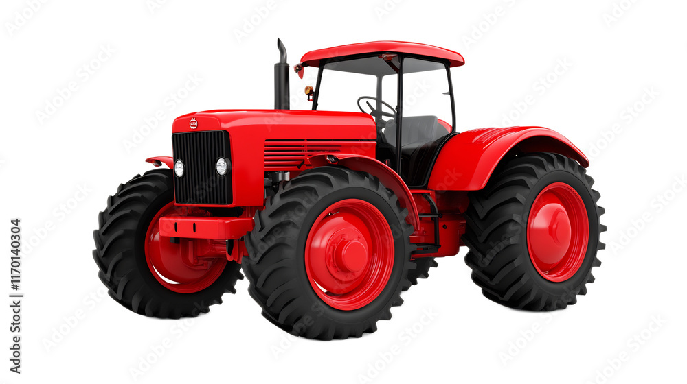 Red Powerful Agricultural Tractor in Field for Farming and Cultivation Equipment Red Powerful Agricultural Tractor in Field for Farming and Cultivation Equipment