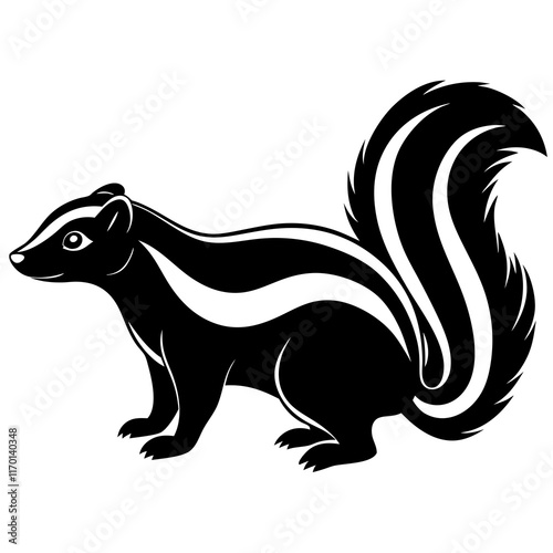 Cute Silhouette of a Skunk line art vector cartoon illustration