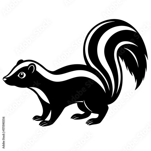 Cute Silhouette of a Skunk line art vector cartoon illustration