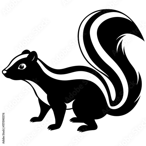 Cute Silhouette of a Skunk line art vector cartoon illustration