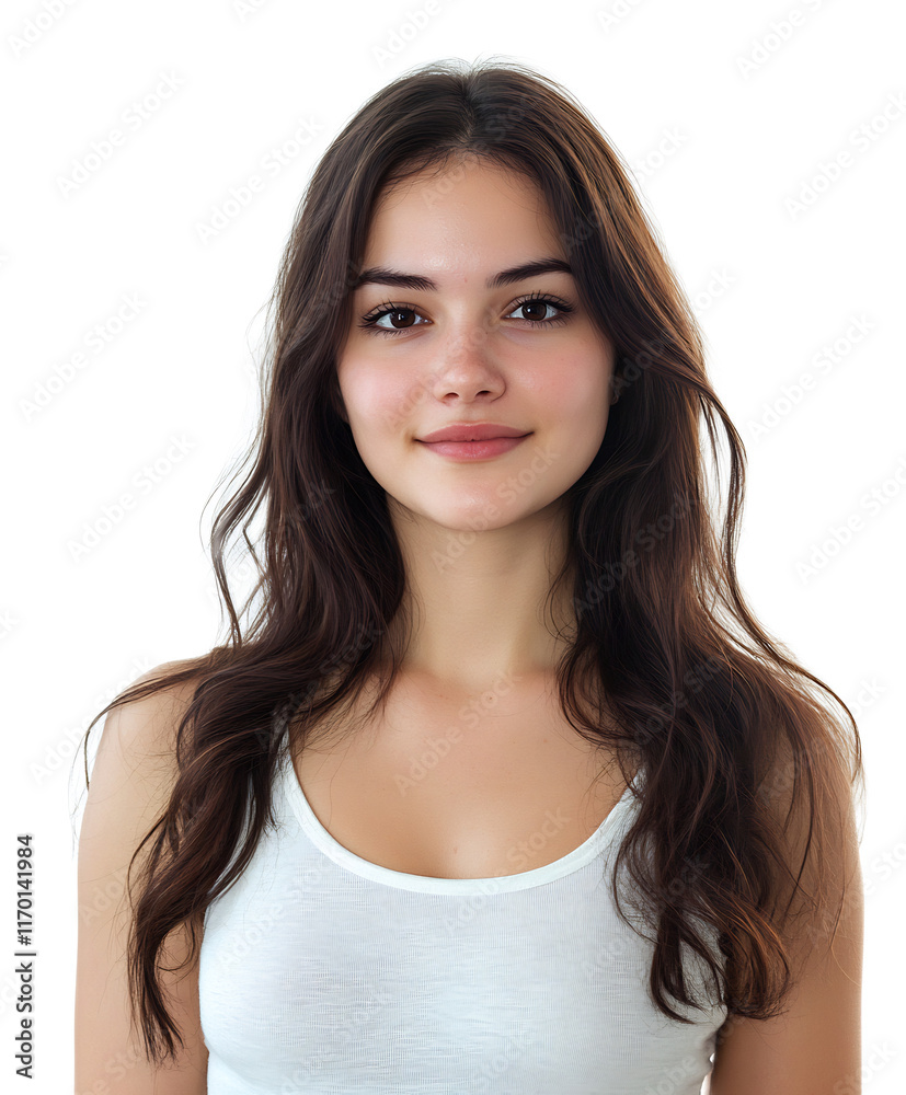 Striking Portrait of Elegant Young Woman with Flawless Skin and Luxurious Hair Striking Portrait of Elegant Young Woman with Flawless Skin and Luxurious Hair