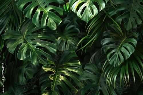 Wallpaper Mural Green background concepts.Tropical palm leaves  jungle leaf close up Torontodigital.ca