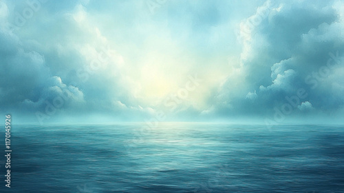 Wallpaper Mural Calm ocean scene with hazy sunlight behind clouds. Torontodigital.ca