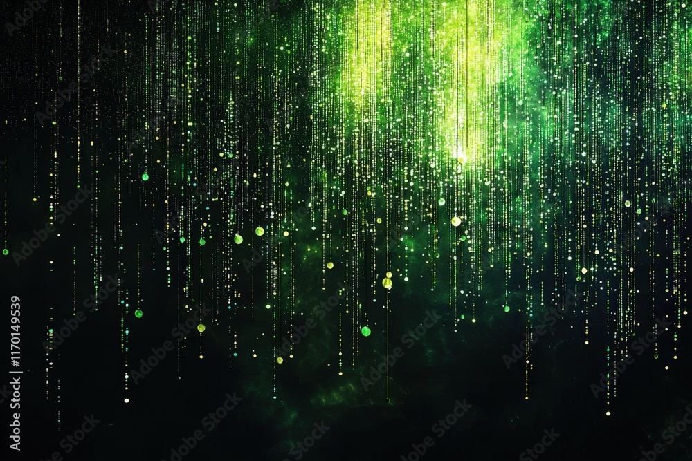 Digital matrix-style green code cascading on a black screen, symbolizing cybersecurity, hacking, or artificial intelligence concepts in a futuristic theme.. Digital matrix-style green code cascading on a black screen, symbolizing cybersecurity, hacking, or artificial intelligence concepts in a futuristic theme..