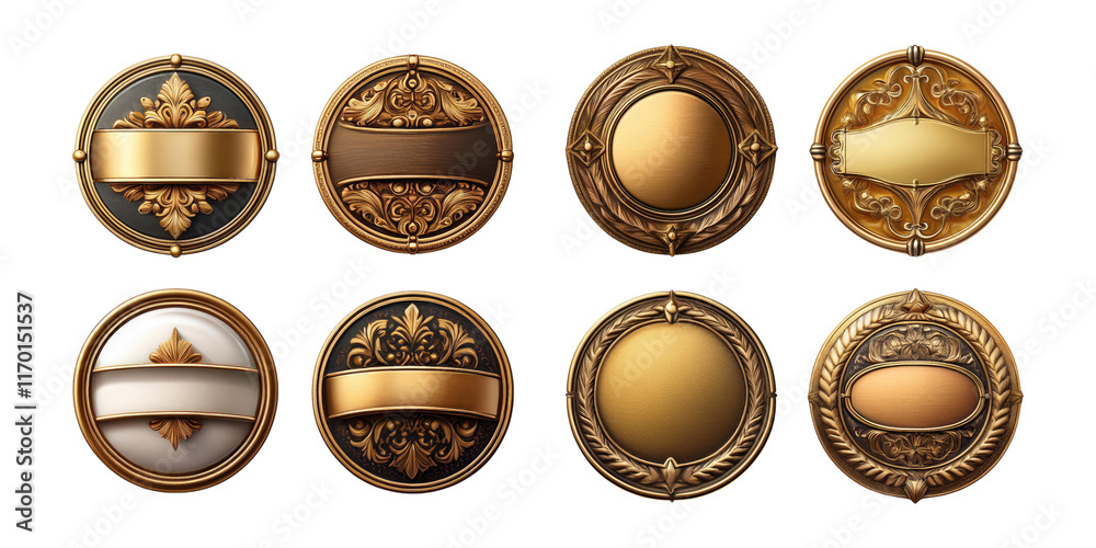 Elegant Decorative Badges with Transparent Backgrounds Elegant Decorative Badges with Transparent Backgrounds