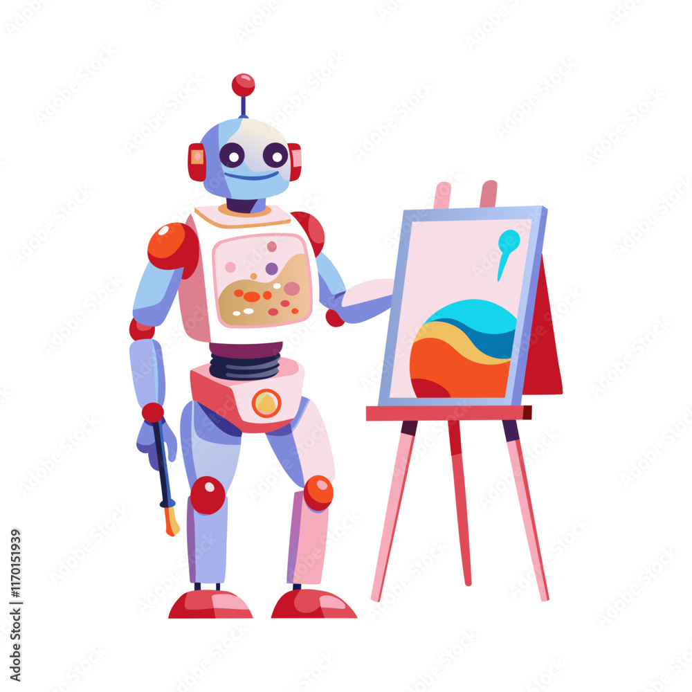 A flat illustration of robot painting
A flat illustration of robot painting