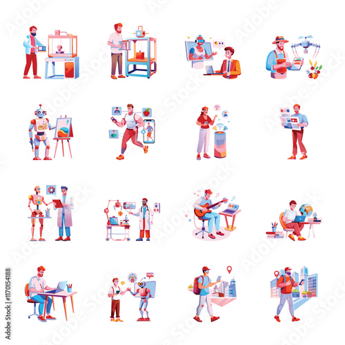 Collection of Technology Flat Illustrations

