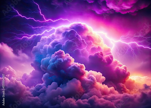 Stunning 4K VFX: purple and pink clouds electrify a dreamy sky background.