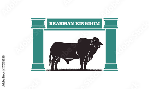 brahman cattle farm gate logo, silhouette of great com standing vector illustrations