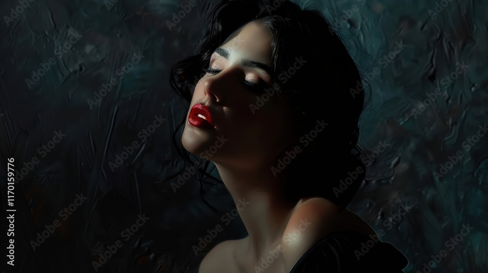 Graceful woman in the dark, AI generated image Graceful woman in the dark, AI generated image