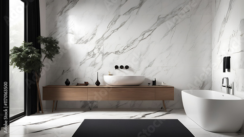 Modern using tiles that mimic the elegance of marble textured stone in various spaces of your home decoration design.