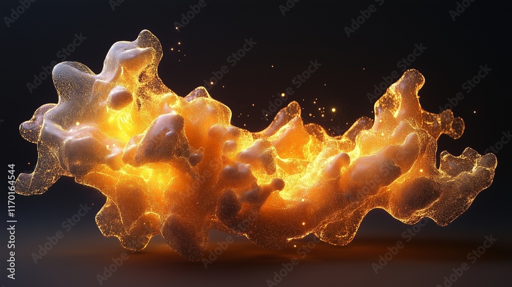 A glowing detailed capture of colloidal particles forming dynamic clusters in a suspension. A glowing detailed capture of colloidal particles forming dynamic clusters in a suspension.