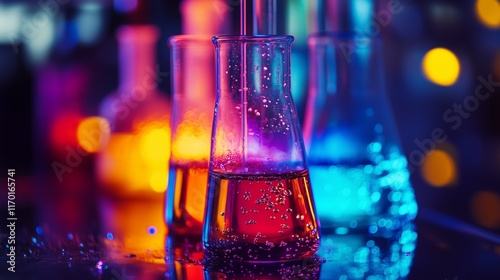 A glowing image of a reaction involving oxidizing agents, emitting radiant light and colors. photo