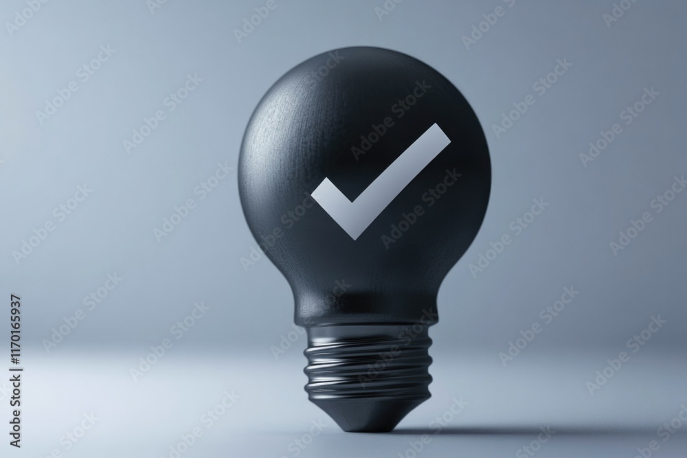 A black checkmark graphic on the front of a lightbulb, symbolizing success or approval. A black checkmark graphic on the front of a lightbulb, symbolizing success or approval.