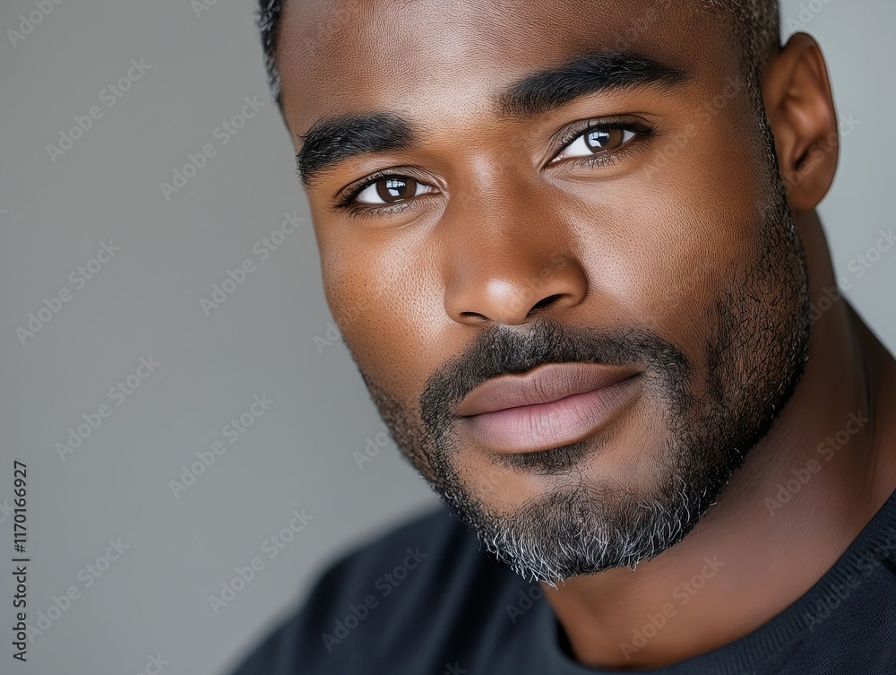 Obraz premium A close up of a man with a beard and a black shirt