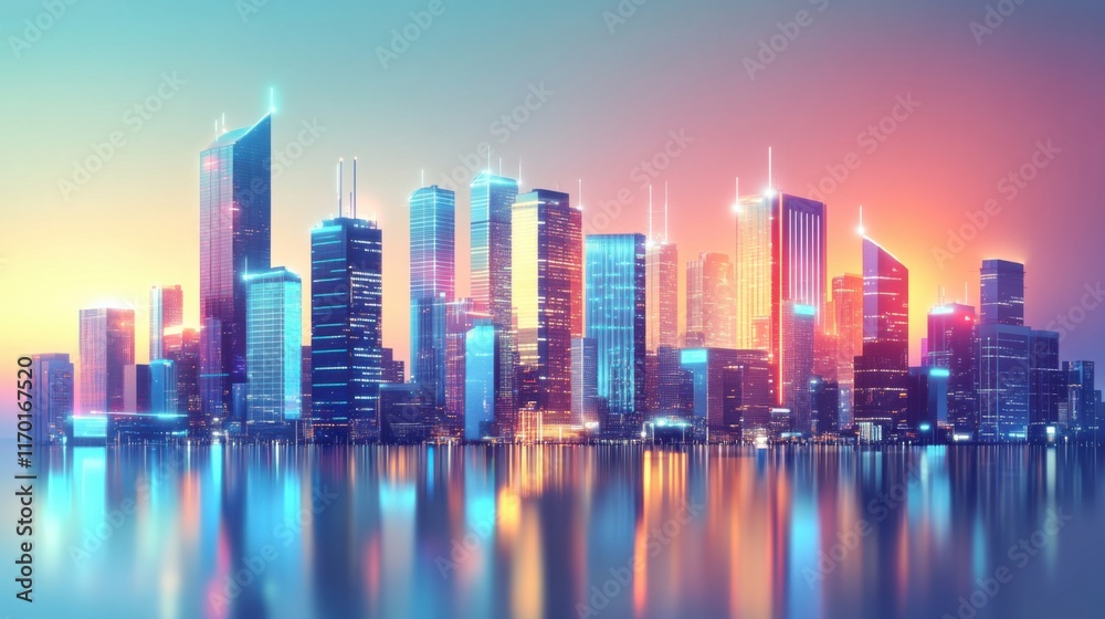Connected city with smart grids managing energy efficiently, futuristic and eco-friendly design Connected city with smart grids managing energy efficiently, futuristic and eco-friendly design