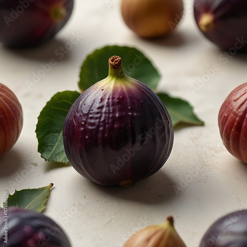 Fresh figs displayed on a white background photo