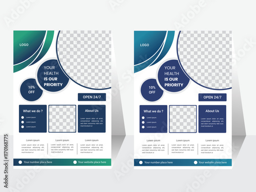 Stylish business flyer design in two color gradient with a4 size layout. business, advertising, promotion, layout, flyer design in corporate style.