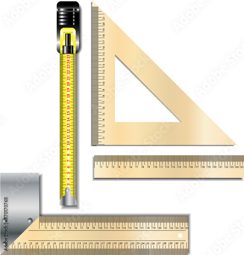 Set of carpentry measurement tools 