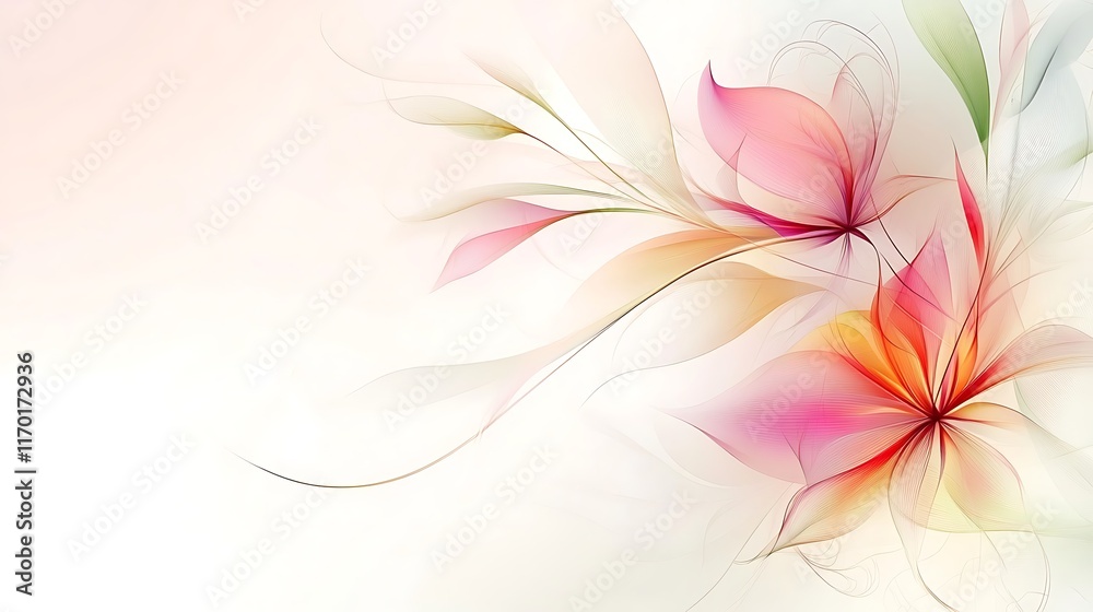 Obraz premium Delicate Abstract Floral Artwork Soft Hues and Gentle Curves