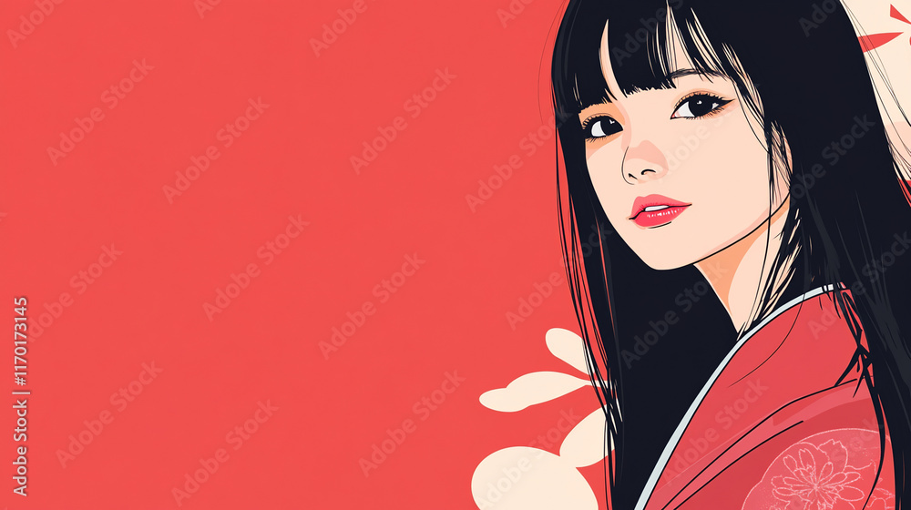Japanese traditional culture geisha beautiful girl wearing kimono yukata illustration background Japanese traditional culture geisha beautiful girl wearing kimono yukata illustration background
