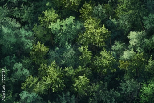 Aerial view of lush green forest canopy. (10)