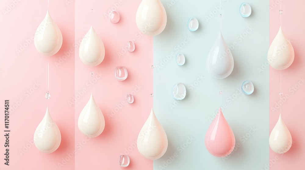 Fototapeta premium Banner drops on a pastel background with space for text