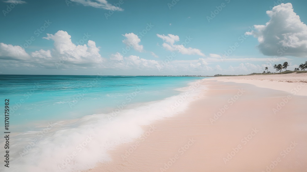 Serene Tropical Beach Scene With Azure Waters And White Sand Serene Tropical Beach Scene With Azure Waters And White Sand