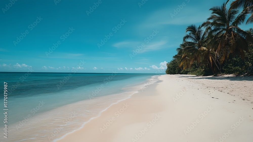 Serene Tropical Beach Scene With Palm Trees Serene Tropical Beach Scene With Palm Trees