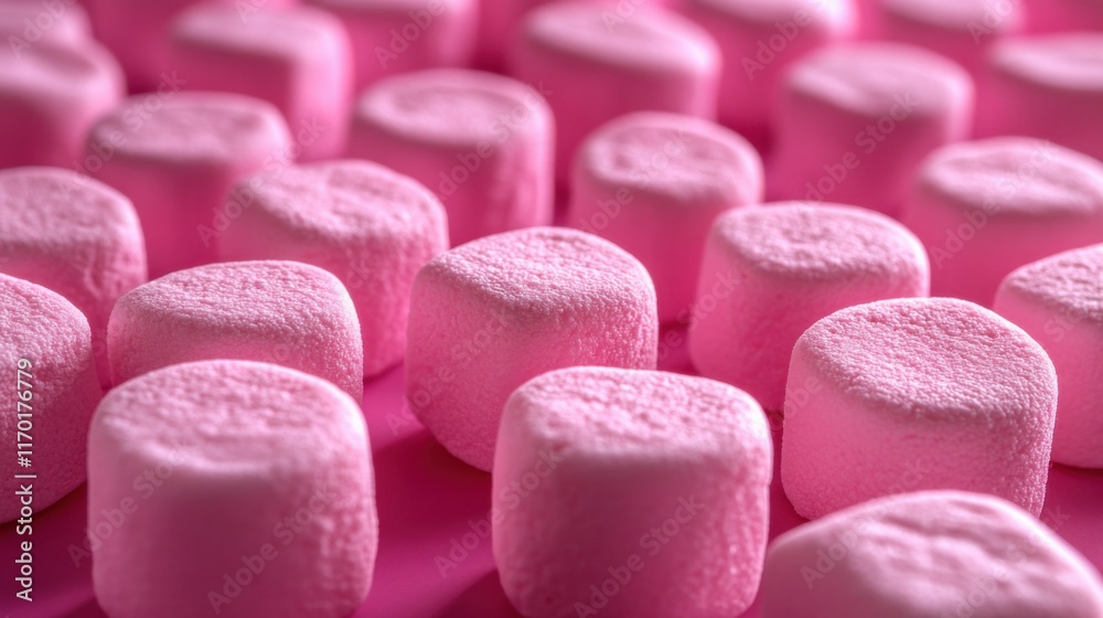 Close-Up of Soft Pink Marshmallows on a Colorful Background, Perfect for Sweet Treats, Desserts, and Party Decorations, Showcasing a Delightful Candy Experience Close-Up of Soft Pink Marshmallows on a Colorful Background, Perfect for Sweet Treats, Desserts, and Party Decorations, Showcasing a Delightful Candy Experience