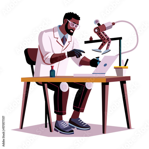 Cybernetics engineer illustration in flat style 

