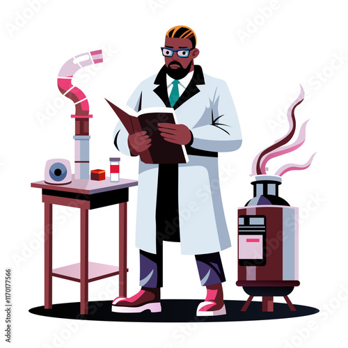 Cryogenic engineer illustration in flat style 
