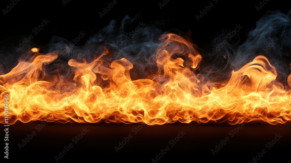 Vibrant Flames Dancing in Darkness with Wisps of Smoke Create a Stunning Visual Display of Fire and Motion Perfect for Dramatic Backgrounds and Textures Vibrant Flames Dancing in Darkness with Wisps of Smoke Create a Stunning Visual Display of Fire and Motion Perfect for Dramatic Backgrounds and Textures