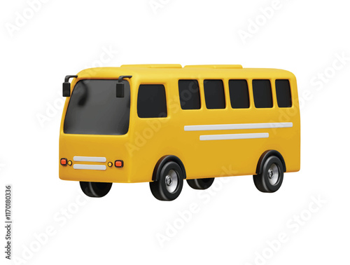  bus render illustration icon 3d vector