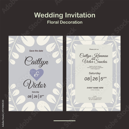 Wedding Invitation, save the date, card template. Clean Wedding invitation with floral decoration design in pastel