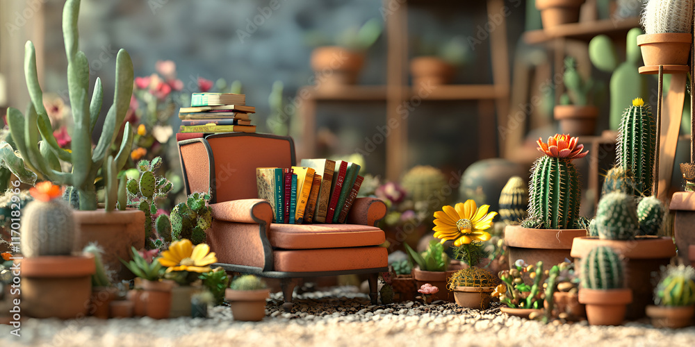Cactus Collection in a Cozy Library Setting
Cactus Collection in a Cozy Library Setting