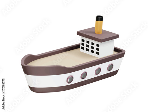 steam ship boat icon rendering illustration 3d