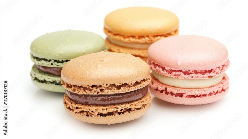 Colorful macaroons cake isolated on a white background Text delete Colorful macaroons cake isolated on a white background Text delete