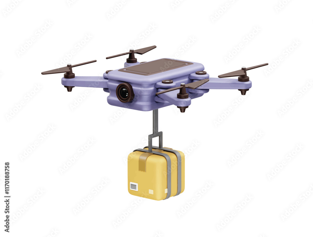 delivery drone with box icon vector 3d render illustration delivery drone with box icon vector 3d render illustration