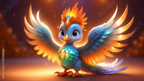 cute cartoon baby phoenix