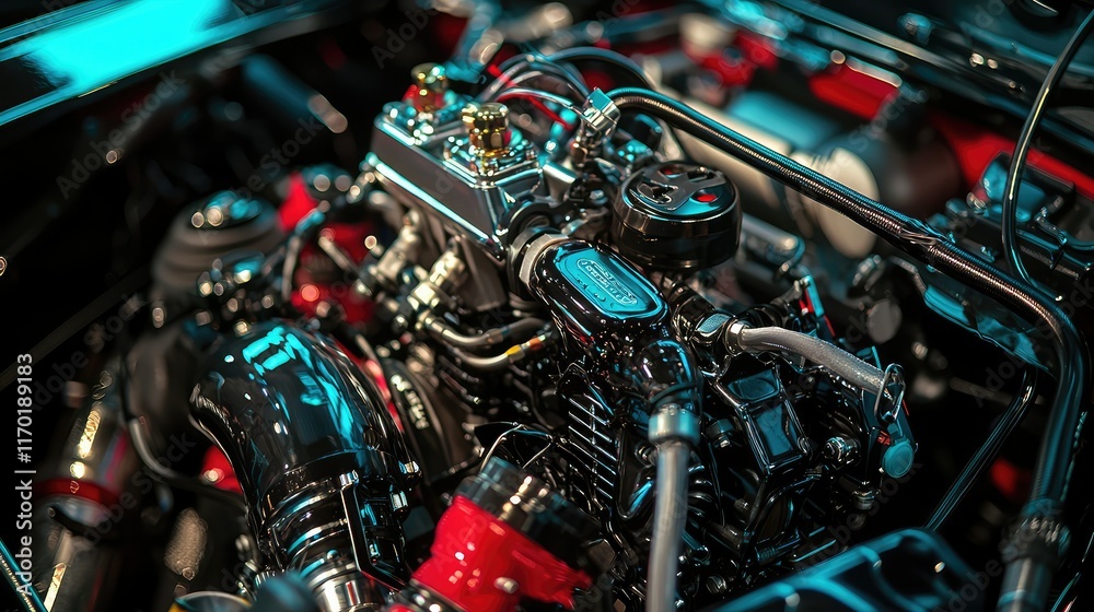 Detailed Close-Up of a High-Performance Car Engine Component Detailed Close-Up of a High-Performance Car Engine Component