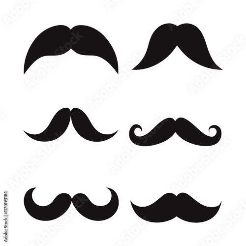 collection of mustaches silhouette vector art design