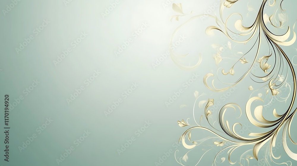 Elegant Gold Floral Design on a Soft Green Background Elegant Gold Floral Design on a Soft Green Background