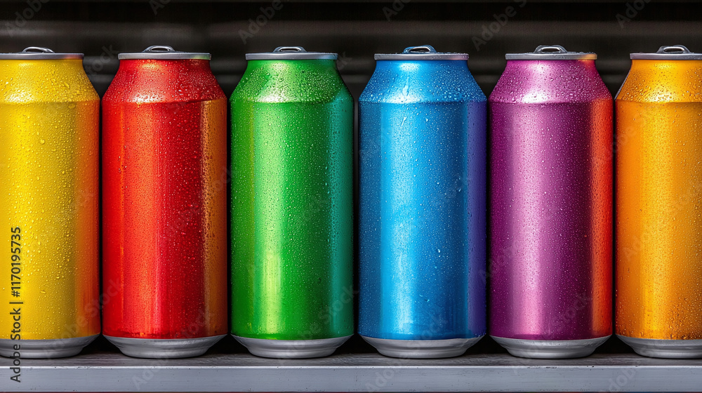 Colorful Rainbow Drinks in Cans Colorful Rainbow Drinks in Cans
