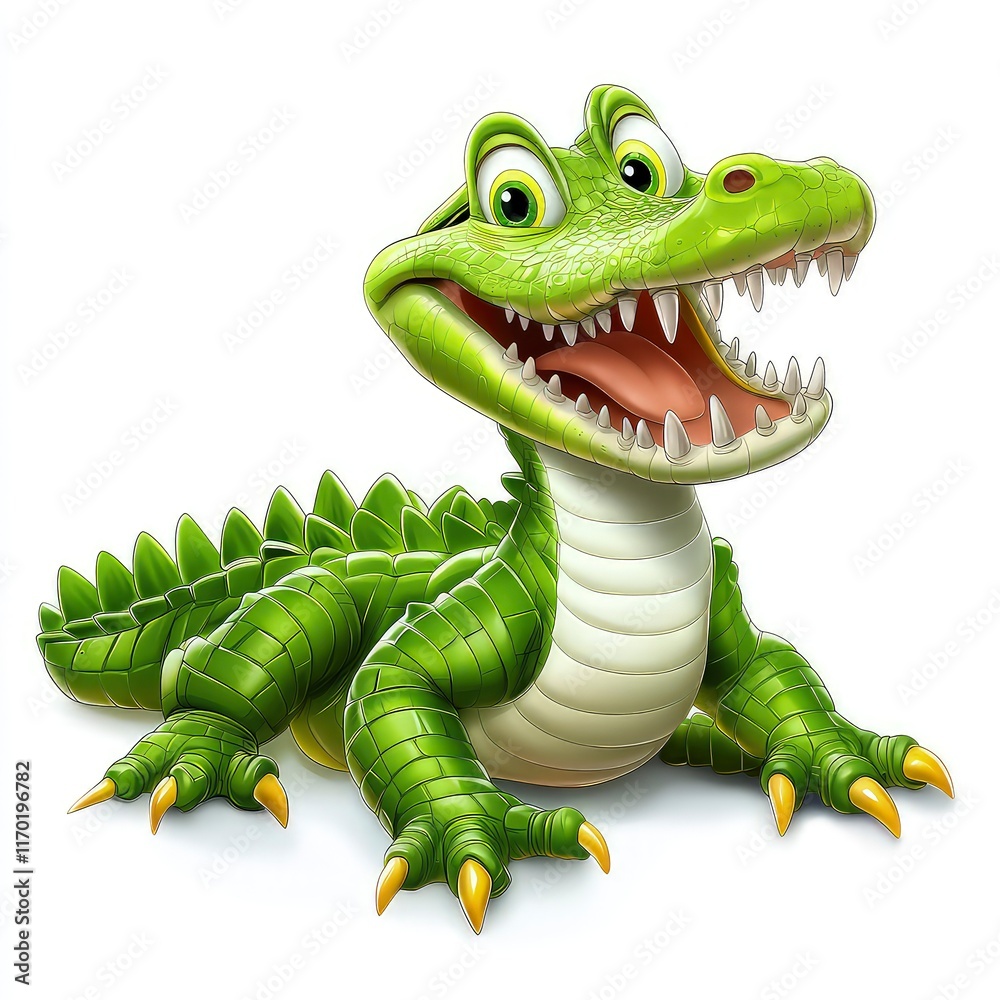 Obraz premium Illustration of a cartoon crocodile isolated on white background