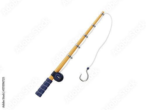fishing rod 3d render illustration vector