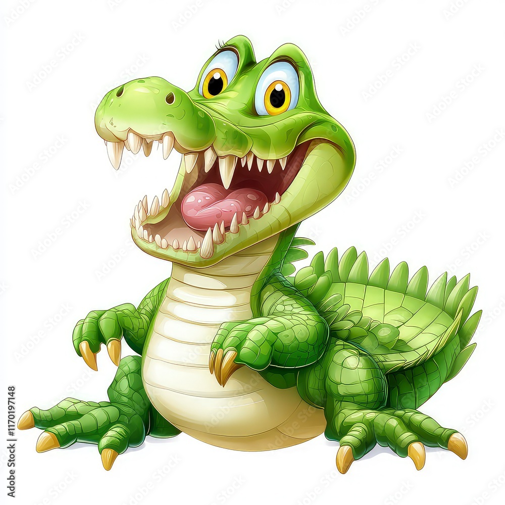 Fototapeta premium Illustration of a cartoon crocodile isolated on white background